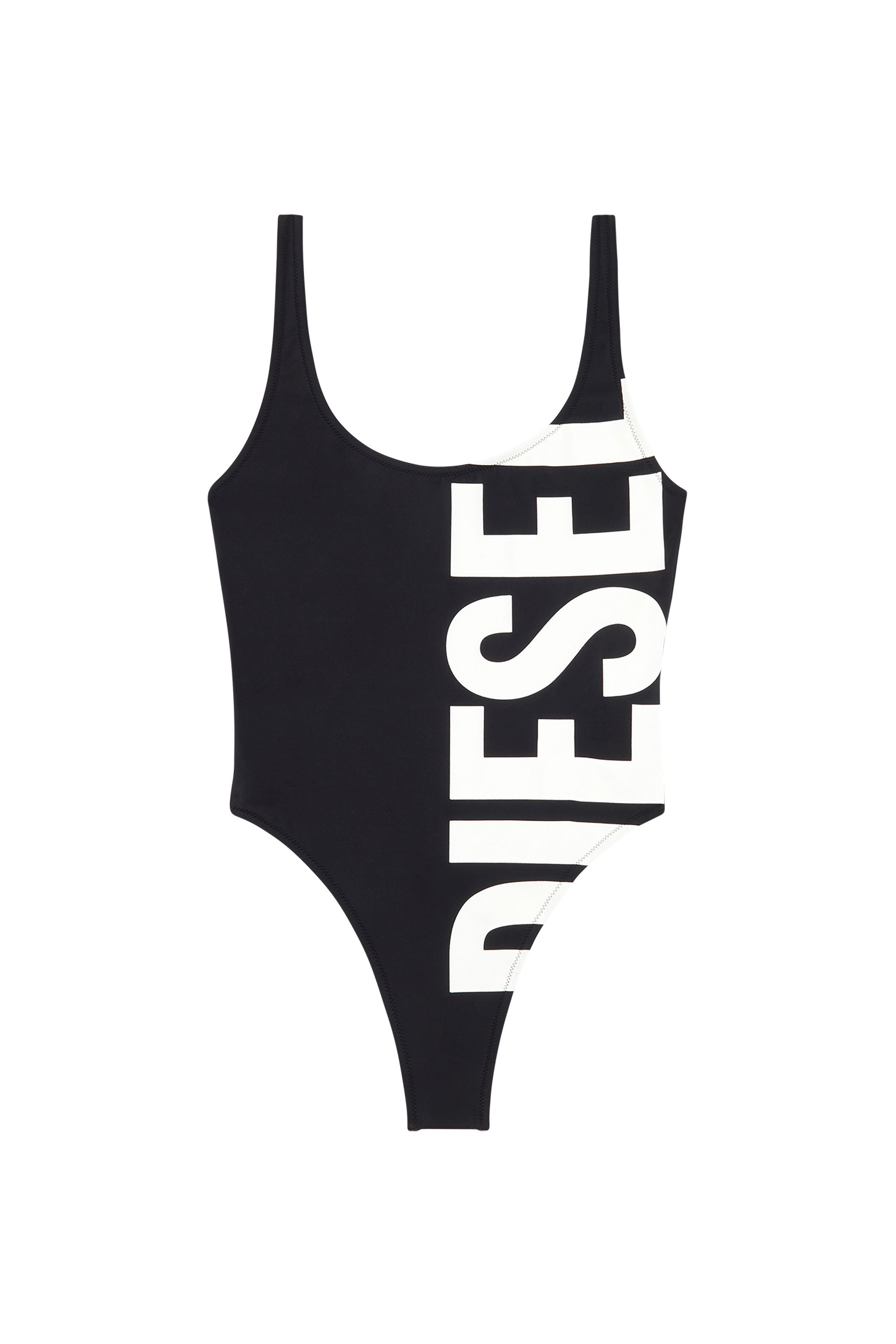 Diesel - BFSW-KYLIA, Woman Swimsuit with maxi Diesel print in Black - Image 4